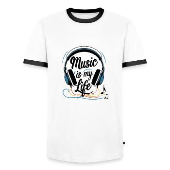 Musik ist mein Leben - Männer Kontrast-T-Shirt - Weiß/Schwarz - Vorne - AI Model Female 172 light (172cm) & AI Model Male 178 dark (178cm)
