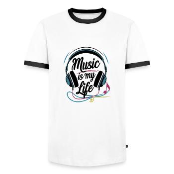 Musik ist mein Leben - Männer Kontrast-T-Shirt - Weiß/Schwarz - Vorne - AI Model Female 172 light (172cm) & AI Model Male 178 dark (178cm)
