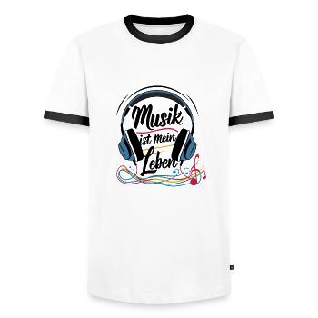 Musik ist mein Leben - Männer Kontrast-T-Shirt - Weiß/Schwarz - Vorne - AI Model Female 172 light (172cm) & AI Model Male 178 dark (178cm)