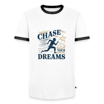 Verfolge deine Träume - Männer Kontrast-T-Shirt - Weiß/Schwarz - Vorne - AI Model Female 172 light (172cm) & AI Model Male 178 dark (178cm)