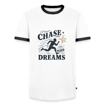 Verfolge deine Träume - Männer Kontrast-T-Shirt - Weiß/Schwarz - Vorne - AI Model Female 172 light (172cm) & AI Model Male 178 dark (178cm)