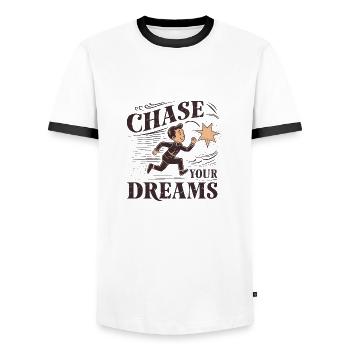 Verfolge deine Träume - Männer Kontrast-T-Shirt - Weiß/Schwarz - Vorne - AI Model Female 172 light (172cm) & AI Model Male 178 dark (178cm)