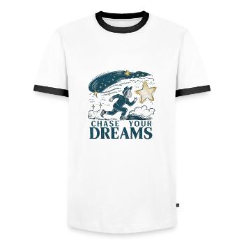 Verfolge deine Träume - Männer Kontrast-T-Shirt - Weiß/Schwarz - Vorne - AI Model Female 172 light (172cm) & AI Model Male 178 dark (178cm)