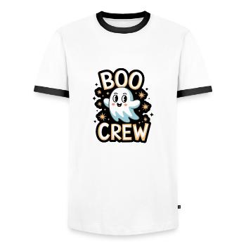 Süßes Gespenst – Boo Crew - Männer Kontrast-T-Shirt - Weiß/Schwarz - Vorne - AI Model Female 172 light (172cm) & AI Model Male 178 dark (178cm)
