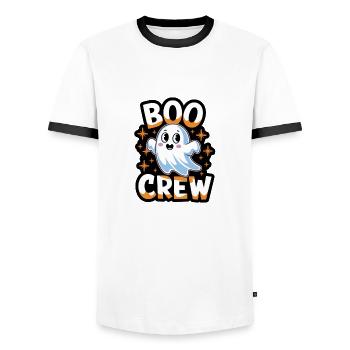 Süßes Gespenst – Boo Crew - Männer Kontrast-T-Shirt - Weiß/Schwarz - Vorne - AI Model Female 172 light (172cm) & AI Model Male 178 dark (178cm)