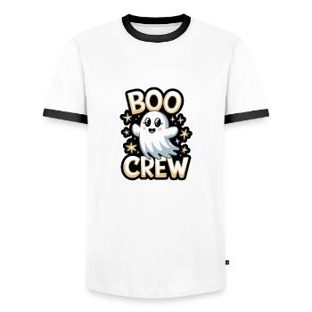 Süßes Gespenst – Boo Crew - Männer Kontrast-T-Shirt - Weiß/Schwarz - Vorne - AI Model Female 172 light (172cm) & AI Model Male 178 dark (178cm)