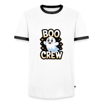 Süßes Gespenst – Boo Crew - Männer Kontrast-T-Shirt - Weiß/Schwarz - Vorne - AI Model Female 172 light (172cm) & AI Model Male 178 dark (178cm)