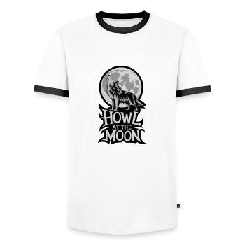Pleine lune – Hurler à la lune - T-shirt contrasté Homme - blanc/noir - Devant - AI Model Female 172 light (172cm) & AI Model Male 178 dark (178cm)