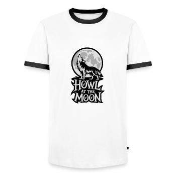Pleine lune – Hurler à la lune - T-shirt contrasté Homme - blanc/noir - Devant - AI Model Female 172 light (172cm) & AI Model Male 178 dark (178cm)