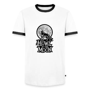 Pleine lune – Hurler à la lune - T-shirt contrasté Homme - blanc/noir - Devant - AI Model Female 172 light (172cm) & AI Model Male 178 dark (178cm)