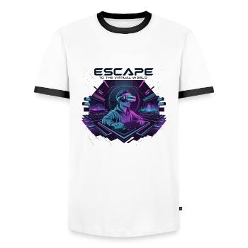 Escape to the Virtual World – Future VR-Design - Männer Kontrast-T-Shirt - Weiß/Schwarz - Vorne - AI Model Female 172 light (172cm) & AI Model Male 178 dark (178cm)