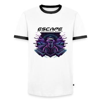 Escape to the Virtual World – Future VR-Design - Männer Kontrast-T-Shirt - Weiß/Schwarz - Vorne - AI Model Female 172 light (172cm) & AI Model Male 178 dark (178cm)