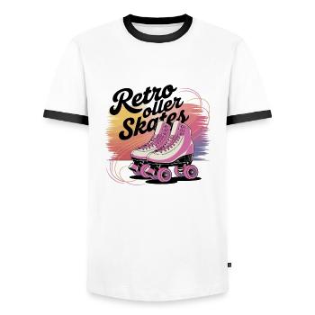Retro Roller Skates – 80s Vibes - Männer Kontrast-T-Shirt - Weiß/Schwarz - Vorne - AI Model Female 172 light (172cm) & AI Model Male 178 dark (178cm)