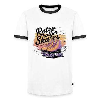 Retro Roller Skates – 80s Vibes - Männer Kontrast-T-Shirt - Weiß/Schwarz - Vorne - AI Model Female 172 light (172cm) & AI Model Male 178 dark (178cm)