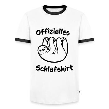 Offizielles Schlafshirt - Männer Kontrast-T-Shirt - Weiß/Schwarz - Vorne - AI Model Female 172 light (172cm) & AI Model Male 178 dark (178cm)