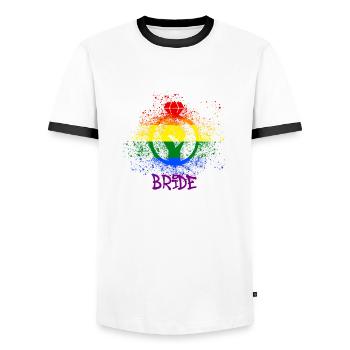 bride,braut,LGBT,regenbogen,pride,gay pride - Männer Kontrast-T-Shirt - Weiß/Schwarz - Vorne - AI Model Female 172 light (172cm) & AI Model Male 178 dark (178cm)