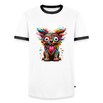 DOG CRAZY COLORFUL COLORFUL RAINBOW BLOB - Men's Ringer Shirt - white/black - Front - AI Model Female 172 light (172cm) & AI Model Male 178 dark (178cm)