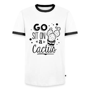 Cactus Funny saying - Men's Ringer Shirt - white/black - Front - AI Model Female 172 light (172cm) & AI Model Male 178 dark (178cm)