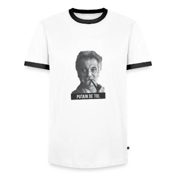 Putain de toi - T-shirt contrasté Homme - blanc/noir - Devant - AI Model Female 172 light (172cm) & AI Model Male 178 dark (178cm)