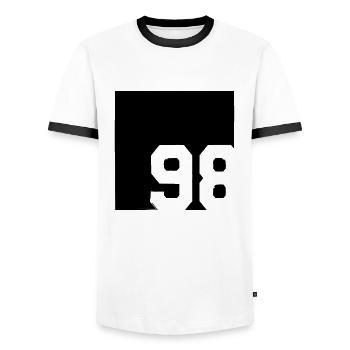 1998 - T-shirt contrasté Homme - blanc/noir - Devant - AI Model Female 172 light (172cm) & AI Model Male 178 dark (178cm)
