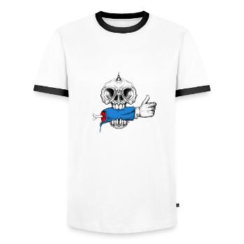 Schädel Like - Männer Kontrast-T-Shirt - Weiß/Schwarz - Vorne - AI Model Female 172 light (172cm) & AI Model Male 178 dark (178cm)