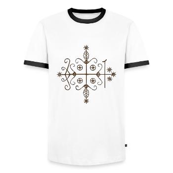 Voodoo - Papa Legba Veve - T-shirt contrasté Homme - blanc/noir - Devant - AI Model Female 172 light (172cm) & AI Model Male 178 dark (178cm)