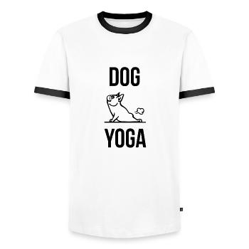 Yoga Dog Dogs Funny Gift Gift Idea Dog - Men's Ringer Shirt - white/black - Front - AI Model Female 172 light (172cm) & AI Model Male 178 dark (178cm)