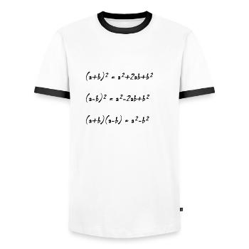 Formules binomiques Mathématiques Design Idée cadeau - T-shirt contrasté Homme - blanc/noir - Devant - AI Model Female 172 light (172cm) & AI Model Male 178 dark (178cm)