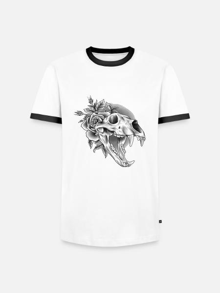 Bärenschädel - Männer Kontrast-T-Shirt - Weiß/Schwarz
