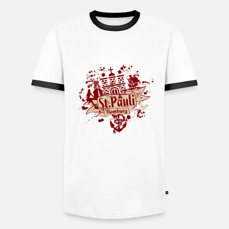 stpauli vector - Men's Ringer Shirt - white/black