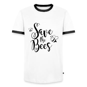 Save the Bees - Men's Ringer Shirt - white/black - Front - AI Model Female 172 light (172cm) & AI Model Male 178 dark (178cm)
