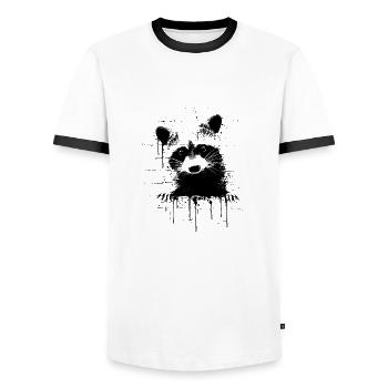 Funky Urban Raccoon Graffiti Street Art Waschbär - Men's Ringer Shirt - white/black - Front - AI Model Female 172 light (172cm) & AI Model Male 178 dark (178cm)