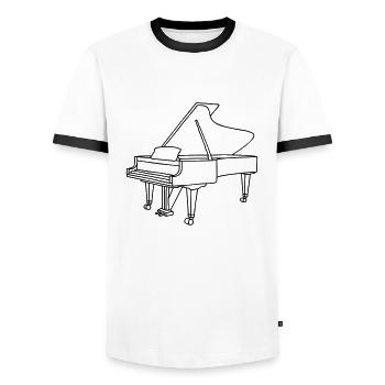 PIANO - Men's Ringer Shirt - white/black - Front - AI Model Female 172 light (172cm) & AI Model Male 178 dark (178cm)