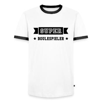 Boulespieler / Boulespielerin / Petanque / Boule - Männer Kontrast-T-Shirt - Weiß/Schwarz - Vorne - AI Model Female 172 light (172cm) & AI Model Male 178 dark (178cm)
