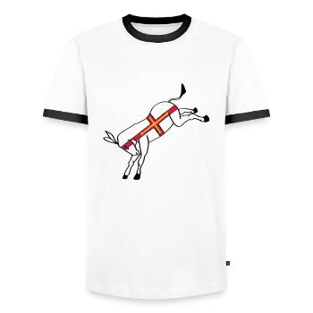 guernseydonkey - Men's Ringer Shirt - white/black - Front - AI Model Female 172 light (172cm) & AI Model Male 178 dark (178cm)