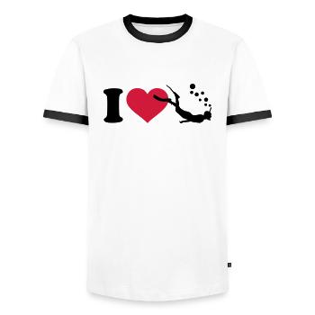 I love Snorkeling - T-shirt contrasté Homme - blanc/noir - Devant - AI Model Female 172 light (172cm) & AI Model Male 178 dark (178cm)
