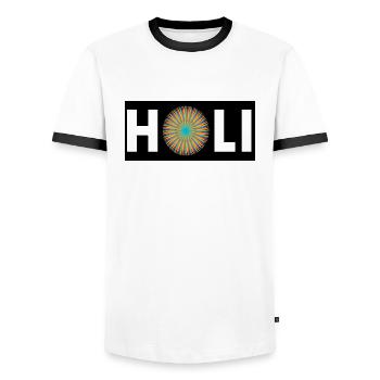 Holi Festival - Men's Ringer Shirt - white/black - Front - AI Model Female 172 light (172cm) & AI Model Male 178 dark (178cm)