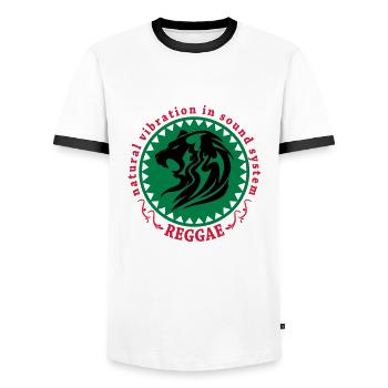 natural vibration in sound system reggae - T-shirt contrasté Homme - blanc/noir - Devant - AI Model Female 172 light (172cm) & AI Model Male 178 dark (178cm)