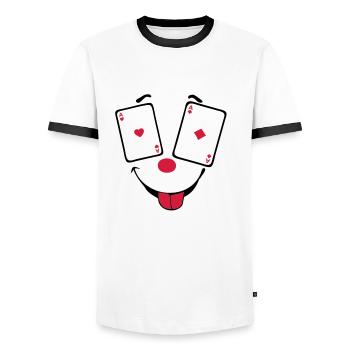 Karten-Poker-Ass Paar Smiley2 - Männer Kontrast-T-Shirt - Weiß/Schwarz - Vorne - AI Model Female 172 light (172cm) & AI Model Male 178 dark (178cm)
