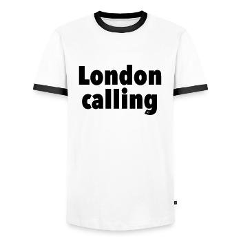 London - Men's Ringer Shirt - white/black - Front - AI Model Female 172 light (172cm) & AI Model Male 178 dark (178cm)
