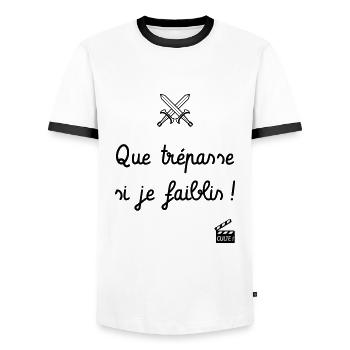 Que trépasse si je faiblis ! Les Visiteurs - Culte - T-shirt contrasté Homme - blanc/noir - Devant - AI Model Female 172 light (172cm) & AI Model Male 178 dark (178cm)