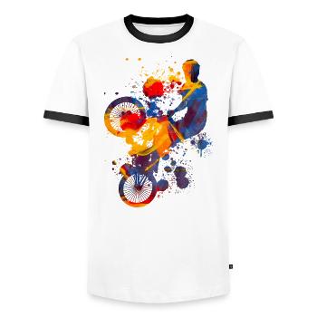 Bmx - Men's Ringer Shirt - white/black - Front - AI Model Female 172 light (172cm) & AI Model Male 178 dark (178cm)