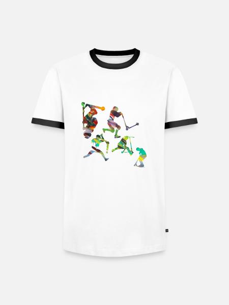 Stuntscooter,Trickscooter,tricks,stunt,e-scooter - Männer Kontrast-T-Shirt - Weiß/Schwarz