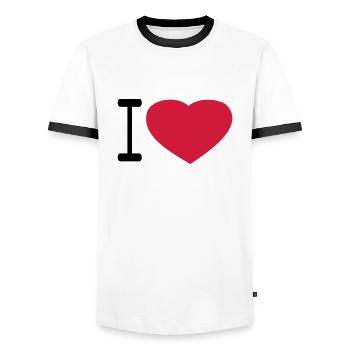 iloveseul - Männer Kontrast-T-Shirt - Weiß/Schwarz - Vorne - AI Model Female 172 light (172cm) & AI Model Male 178 dark (178cm)