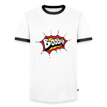 essor conception comique - T-shirt contrasté Homme - blanc/noir - Devant - AI Model Female 172 light (172cm) & AI Model Male 178 dark (178cm)