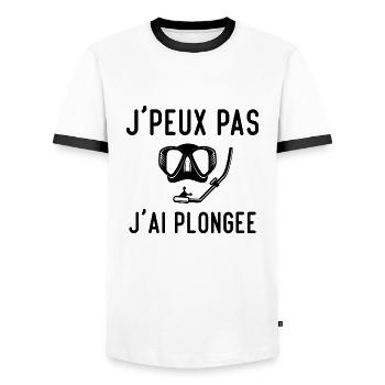 J'peux Pas J'ai Plongée Phrase Humoristique - T-shirt contrasté Homme - blanc/noir - Devant - AI Model Female 172 light (172cm) & AI Model Male 178 dark (178cm)