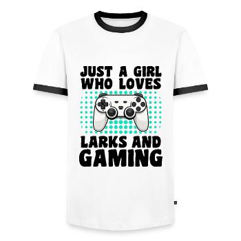 Gamer und Alouettes: Videospiele und Abenteuer in der Luft - Männer Kontrast-T-Shirt - Weiß/Schwarz - Vorne - AI Model Female 172 light (172cm) & AI Model Male 178 dark (178cm)
