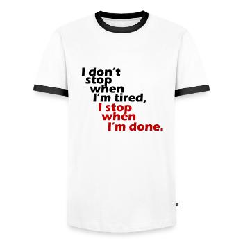 Je ne m'arrête pas d'entraînement motivation - T-shirt contrasté Homme - blanc/noir - Devant - AI Model Female 172 light (172cm) & AI Model Male 178 dark (178cm)