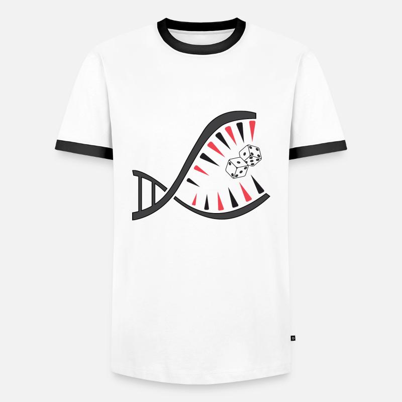 Backgammon DNA Piranha – Einzigartiges - Männer Kontrast-T-Shirt - Weiß/Schwarz