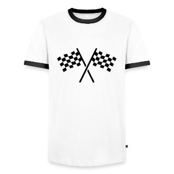 Goal flags - T-shirt contrasté Homme - blanc/noir - Devant - AI Model Female 172 light (172cm) & AI Model Male 178 dark (178cm)